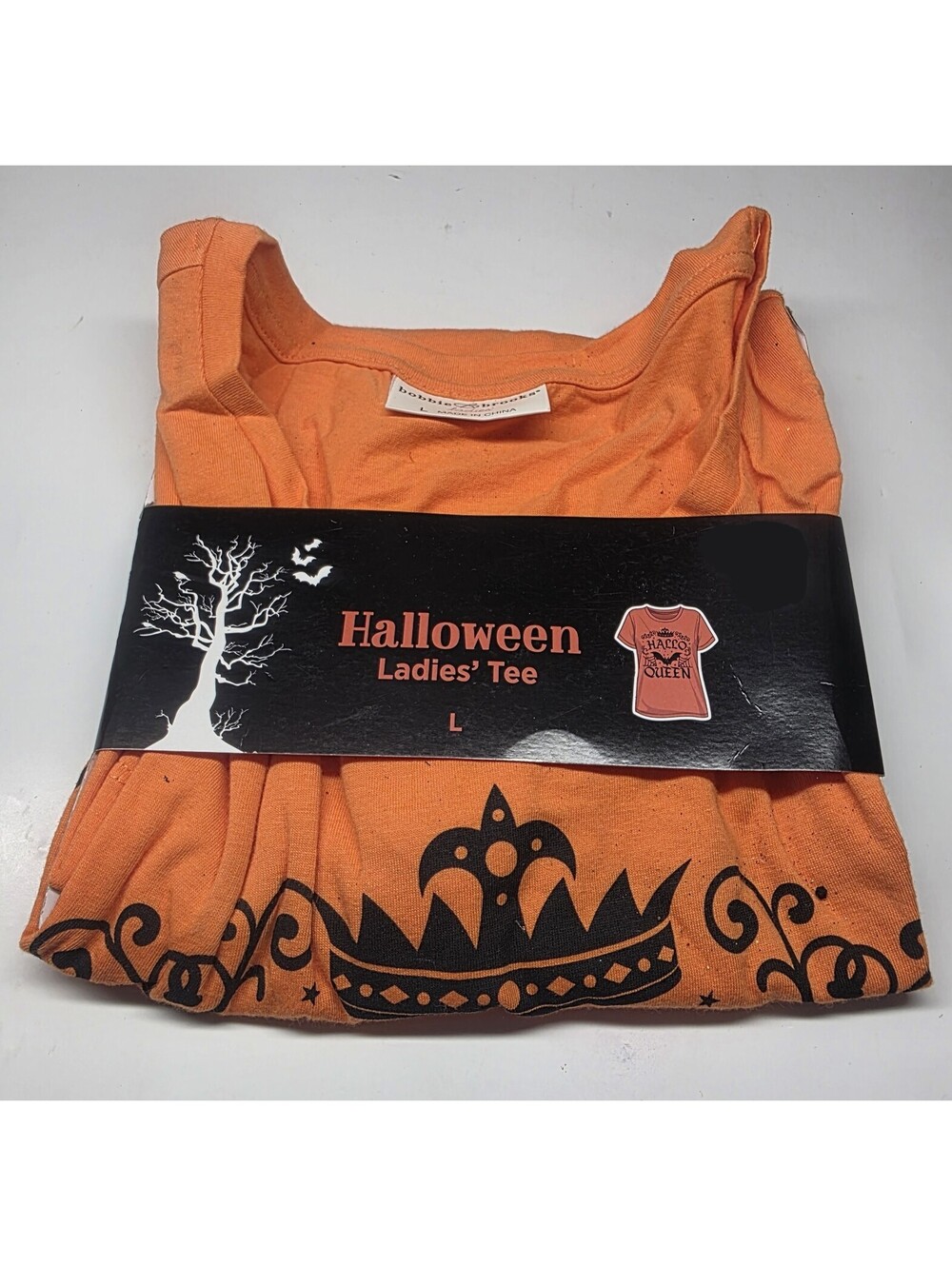 Bobbie Brooks Hallo Queen T-shirt Womens Size L Orange With Bat New